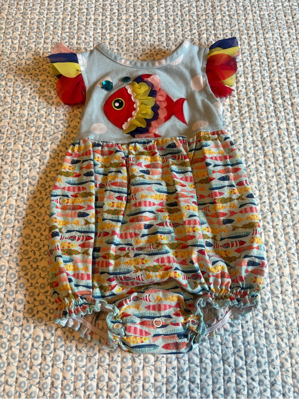 Ricrac & Ruffles Baby Girl Fish Bubble Romper